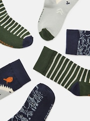 Joules Boys' Neat Feet Green/Navy 3 Pack Socks - Image 3 of 3
