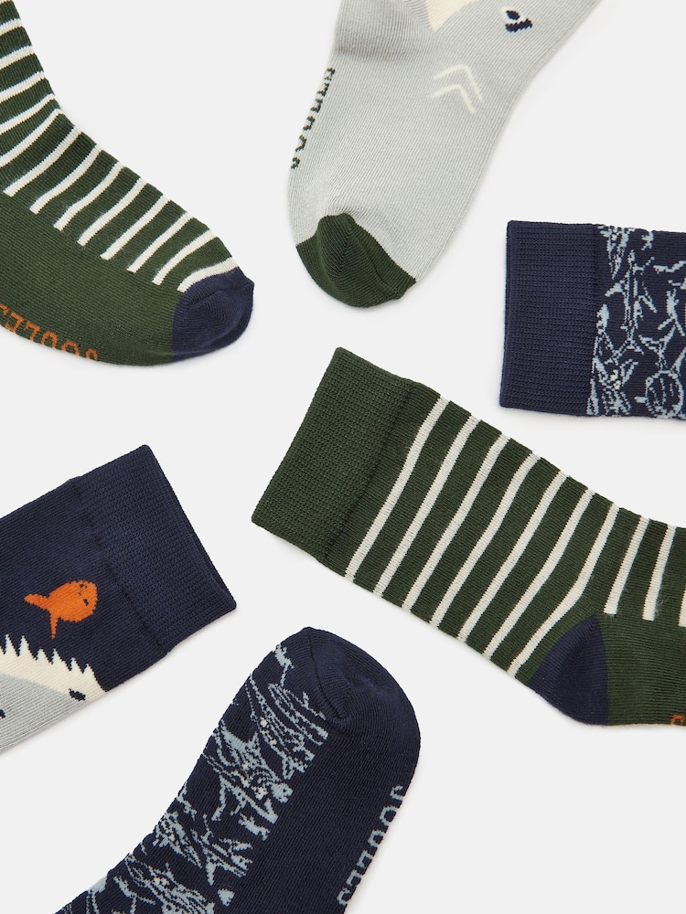 Joules Boys' Neat Feet Green/Navy 3 Pack Socks - Image 3 of 3
