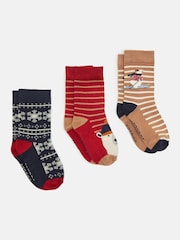 Joules Boys' Neat Feet Red/Navy 3 Pack Socks - Image 1 of 1