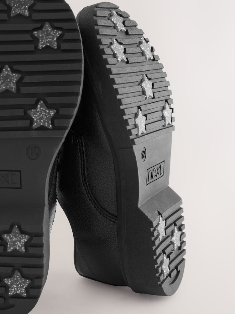 Black Matt Wide Fit (G) School Chunky Lace-Up Shoes - Image 5 of 5 Black Matt Wide Fit (G) School Chunky Lace-Up Shoes - Image 5 of 5