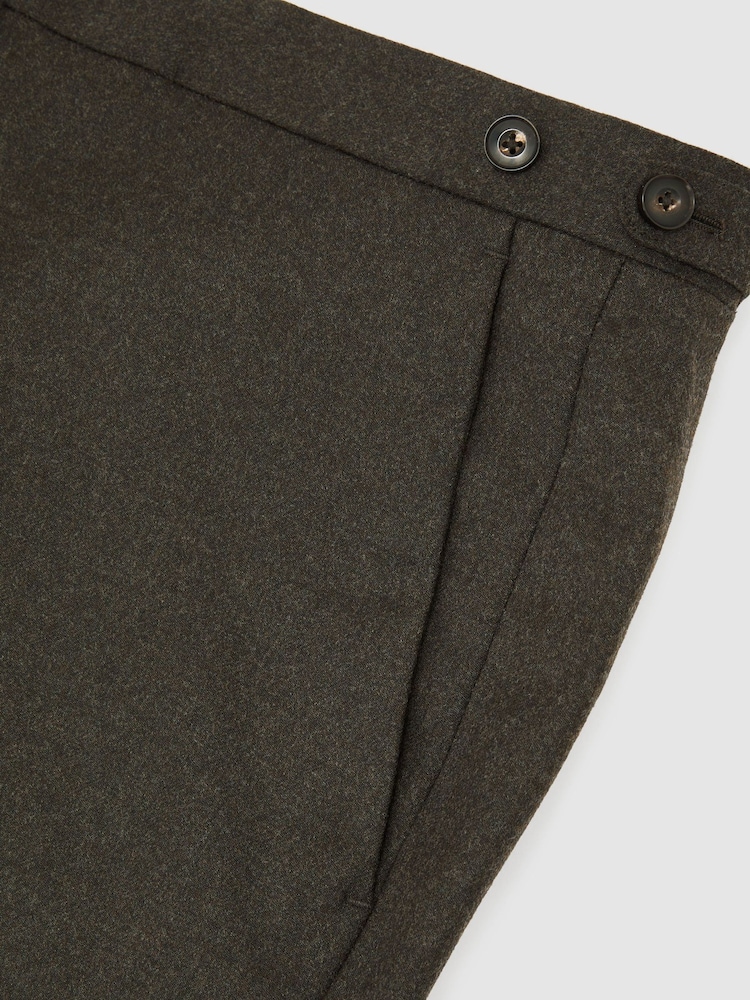 Reiss Chocolate Brown Combo Wool-Blend Flannel Classic-Fit Suit Trousers - Image 7 of 7 Reiss Chocolate Brown Combo Wool-Blend Flannel Classic-Fit Suit Trousers - Image 7 of 7