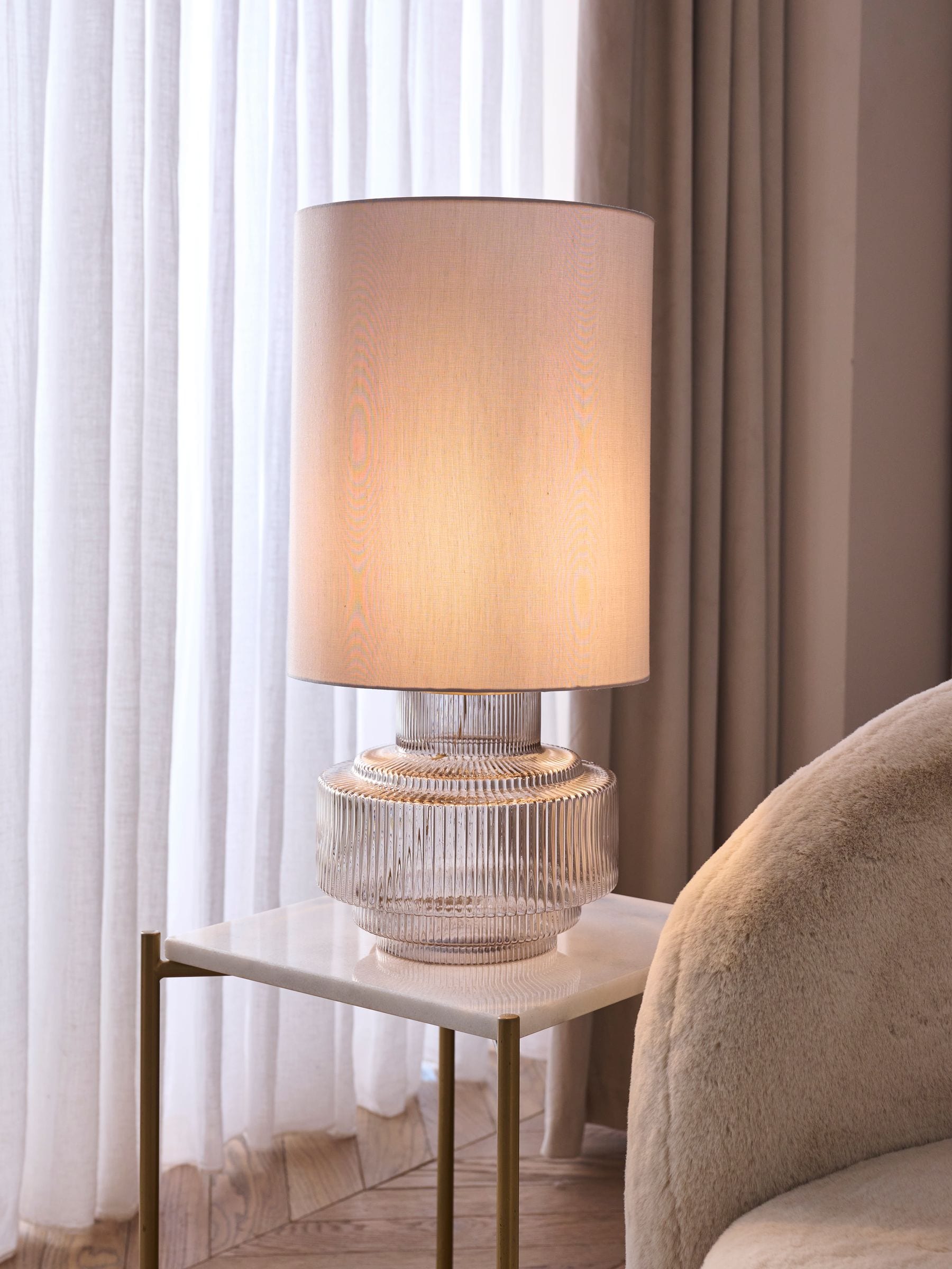 Buy Lipsy Gold Ribbed Glass Table Lamp from the Next UK online shop