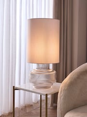 Lipsy Gold Ribbed Glass Table Lamp - Image 1 of 4