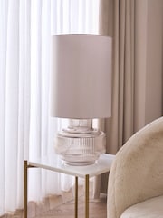 Lipsy Gold Ribbed Glass Table Lamp - Image 2 of 4