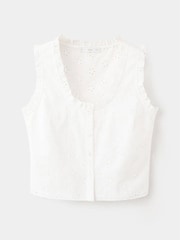 Mango White Broderie Ruffle Blouse - Image 5 of 7