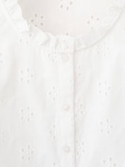Mango White Broderie Ruffle Blouse - Image 6 of 7