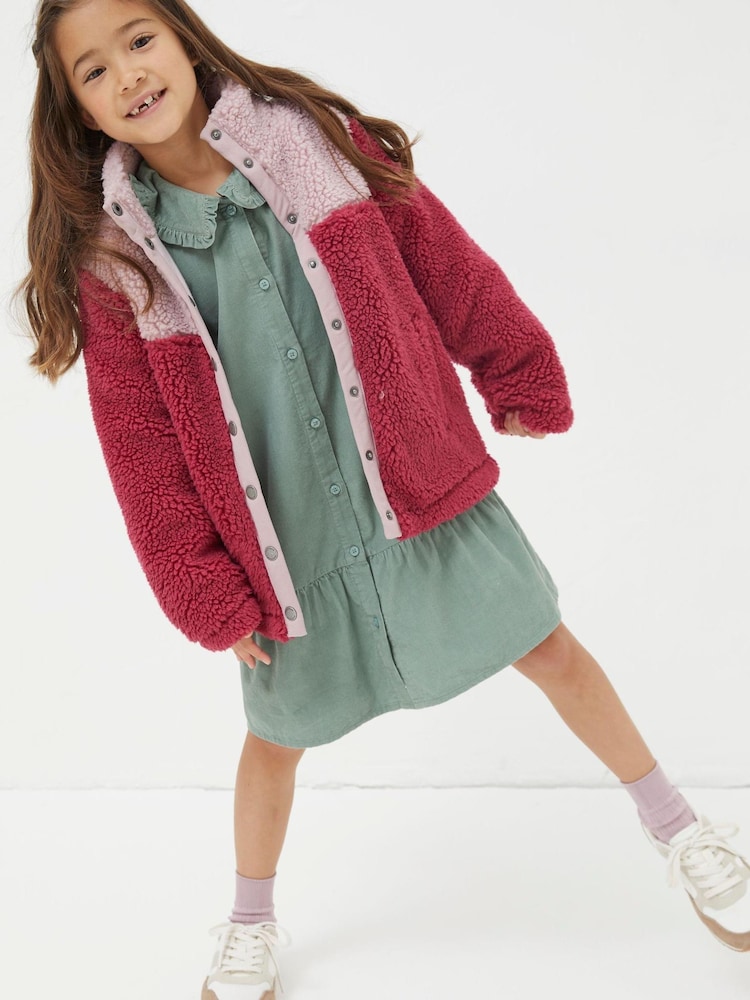FatFace Pink Fleece Button Sweatshirt - Image 1 of 4