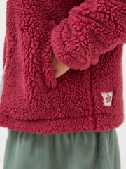FatFace Pink Fleece Button Sweatshirt - Image 3 of 4