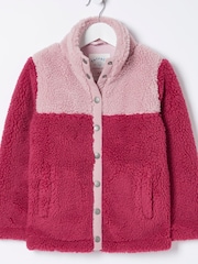 FatFace Pink Fleece Button Sweatshirt - Image 4 of 4