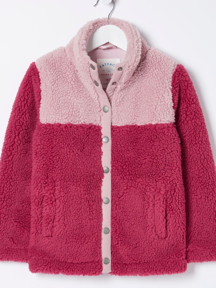 FatFace Pink Fleece Button Sweatshirt - Image 4 of 4