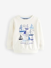 White/Blue Boat Printed Sweatshirt (3mths-7yrs) - Image 1 of 3