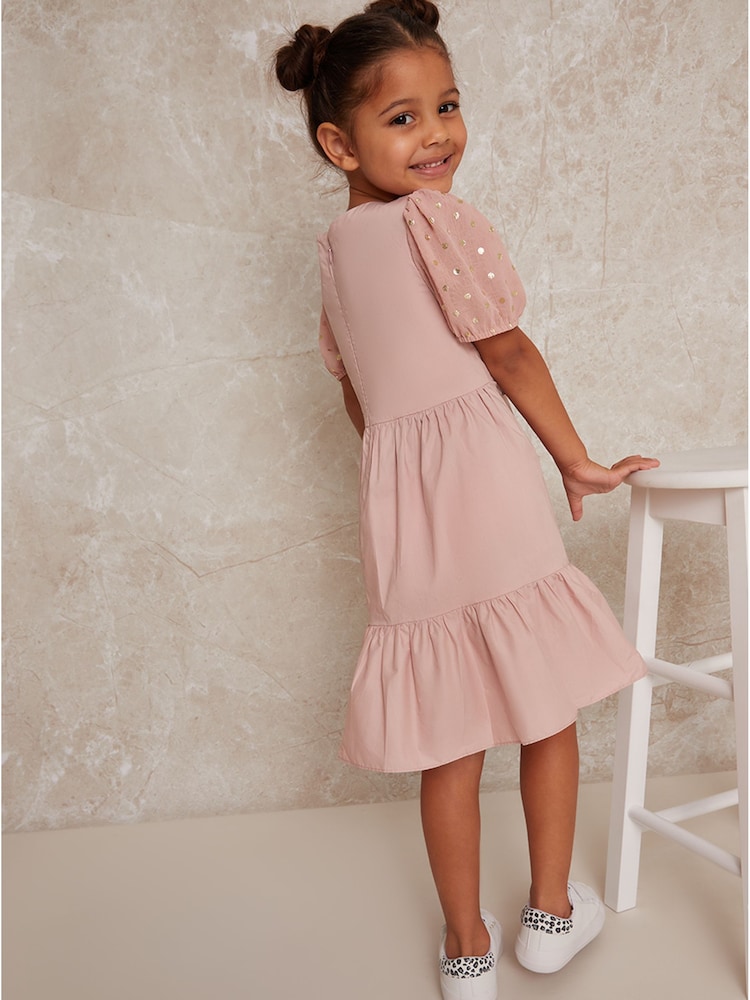 Chi Chi London Pink Polka Dot Sleeve Dress - Image 2 of 5