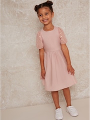 Chi Chi London Pink Polka Dot Sleeve Dress - Image 3 of 5