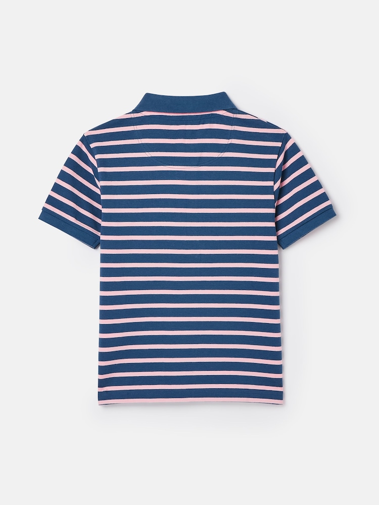 Joules Boys' Filbert Pink Striped Pique Cotton Polo Shirt - Image 2 of 5