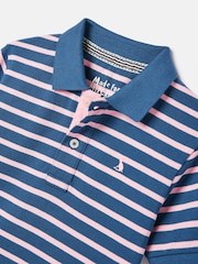Joules Boys' Filbert Pink Striped Pique Cotton Polo Shirt - Image 3 of 5