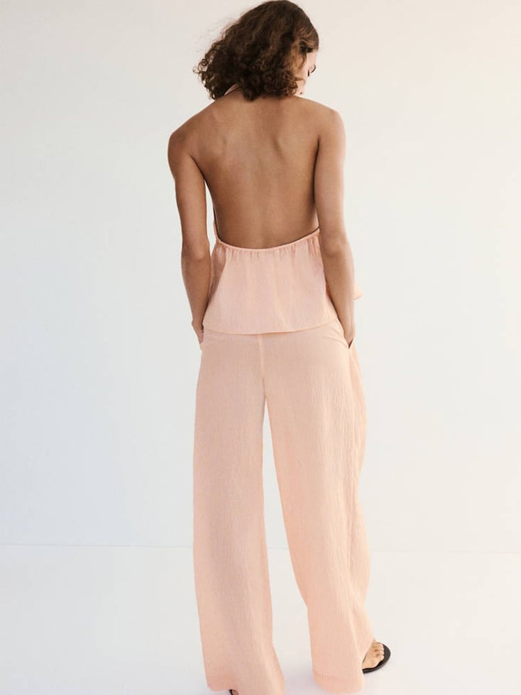 Mango Pink Lyocell Pinstripe Pleated Trousers - Image 2 of 7