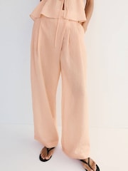 Mango Pink Lyocell Pinstripe Pleated Trousers - Image 3 of 7