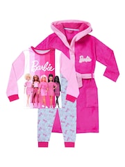 Character Pink Barbie Pyjamas and Dressing Gown Set - Image 1 of 10