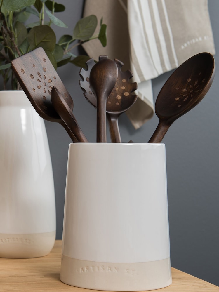 Artisan Street White Utensil Jar - Image 1 of 4
