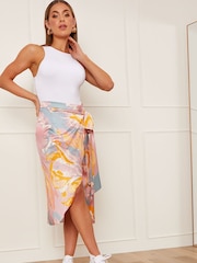 Chi Chi London Purple Print Wrap Midi Skirt - Image 3 of 5