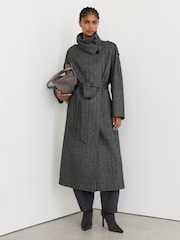 Reiss Martina Wool-Blend Herringbone Long Trench Coat - Obrázek 1 z 10