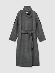 Reiss Martina Wool-Blend Herringbone Long Trench Coat - Obrázek 2 z 10