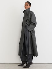 Reiss Martina Wool-Blend Herringbone Long Trench Coat - Obrázek 3 z 10