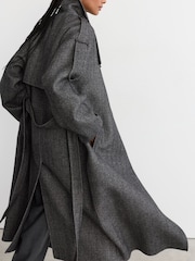 Reiss Martina Wool-Blend Herringbone Long Trench Coat - Obrázek 5 z 10