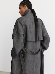 Reiss Martina Wool-Blend Herringbone Long Trench Coat - Obrázek 7 z 10