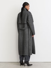 Reiss Martina Wool-Blend Herringbone Long Trench Coat - Obrázek 8 z 10