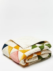 Oliver Bonas Multi Patchwork 100% Cotton Velvet Bedspread - Image 2 of 4