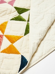 Oliver Bonas Multi Patchwork 100% Cotton Velvet Bedspread - Image 3 of 4
