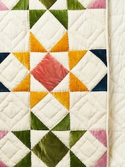 Oliver Bonas Multi Patchwork 100% Cotton Velvet Bedspread - Image 4 of 4