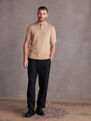 Neutral Knitted Signature Merino Wool Regular Fit Polo Shirt - Image 2 of 7