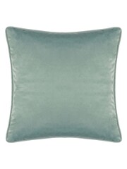 Wylder Nature Blue House Of Bloom Zinnia Bee Floral Velvet Piped Cushion - Image 4 of 6