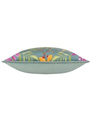Wylder Nature Blue House Of Bloom Zinnia Bee Floral Velvet Piped Cushion - Image 5 of 6