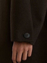 Reiss Chocolate Brown Elodie Petite Wool-Blend Long Blind-Seam Scarf Coat - Image 7 of 10