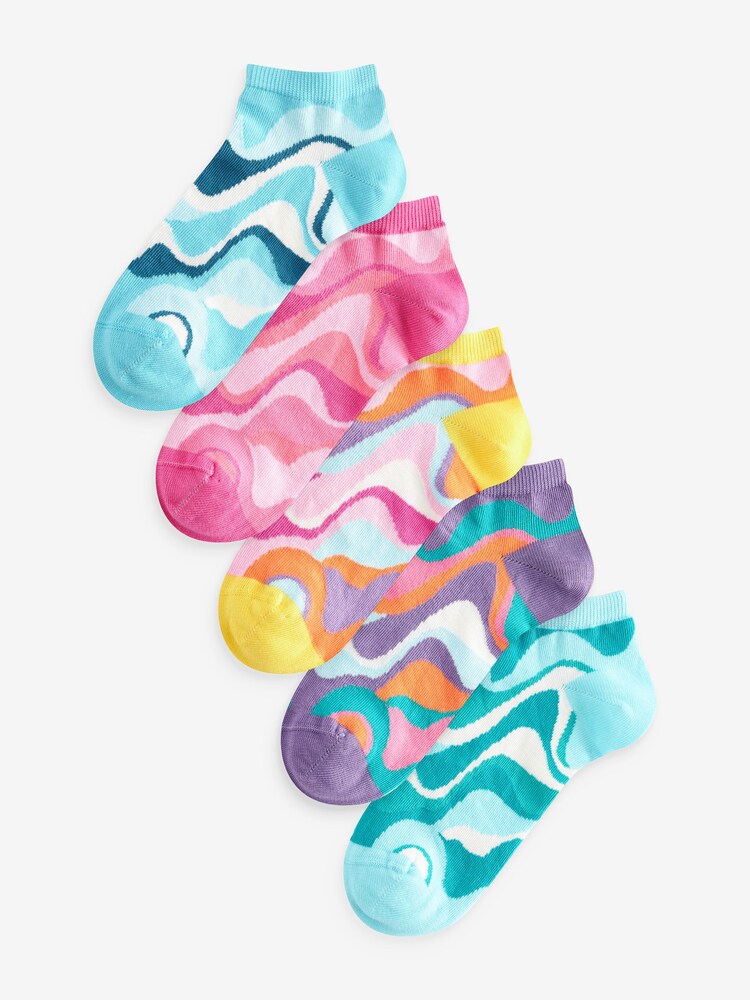 Rainbow Swirl Trainers Socks 5 Pack - Image 1 of 6