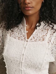 Mint Velvet White Lace Military Blouse - Image 5 of 7