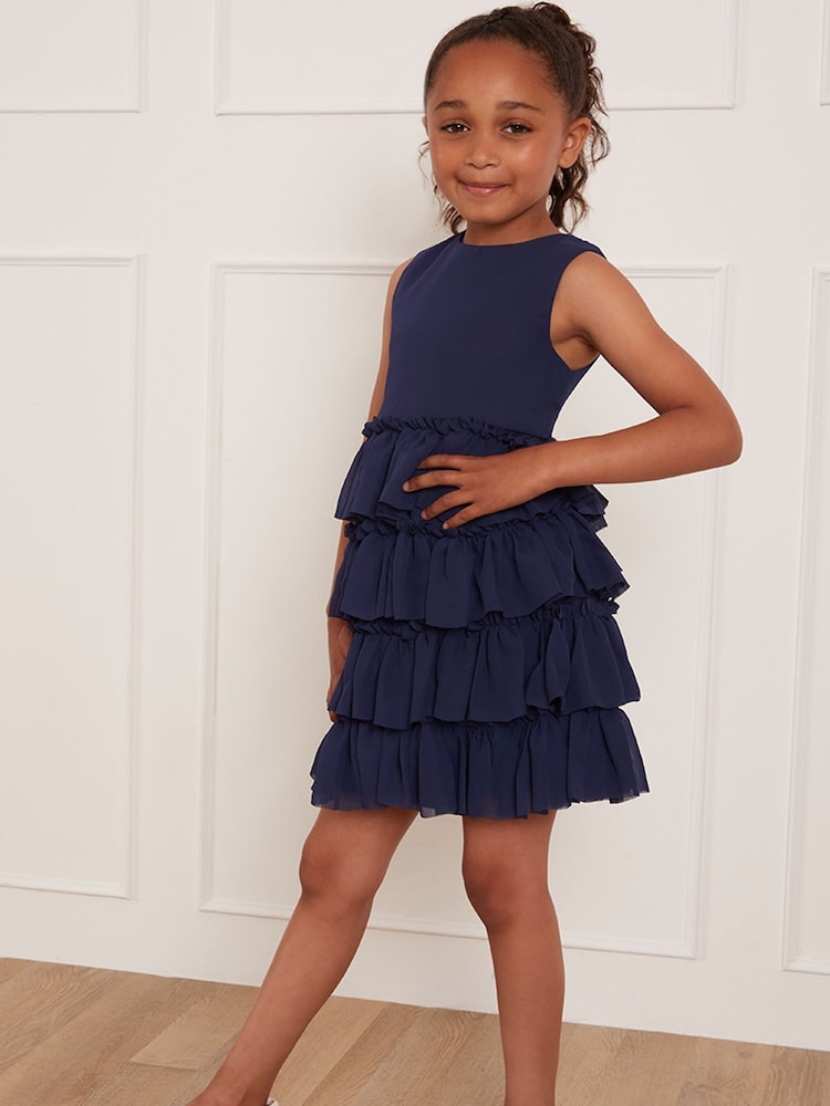 Chi Chi London Blue Girls Ruffle Dress - Image 1 of 5 Chi Chi London Blue Girls Ruffle Dress - Image 1 of 5