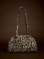 Mint Velvet Brown Otti Leopard Print Textured Leather Shoulder Bag - Image 1 of 1