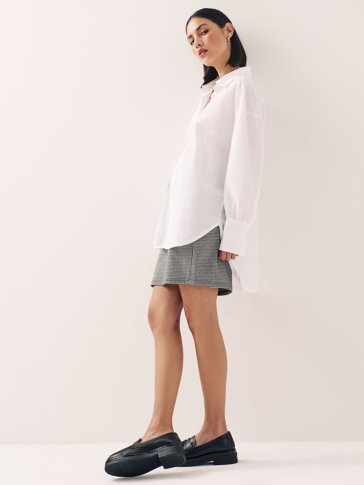 Black/White Check Ponte Jersey Mini Skirt - Image 2 of 6
