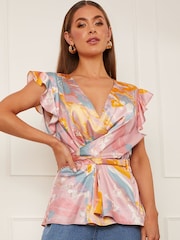 Chi Chi London Multi Twist Front Printed Top - Image 1 of 5