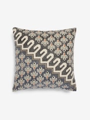 French Connection Blue Distressed Print 100% Cotton Poppyfield Cushion - Image 3 of 4