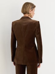 Reiss Mocha Brown Wren Velvet Satin-Trim Single-Breasted Suit Blazer - Image 7 of 10