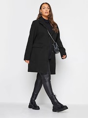 Yours Curve Black Midi City Coat - Image 2 of 4