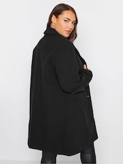 Yours Curve Black Midi City Coat - Image 3 of 4