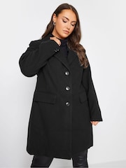 Yours Curve Black Midi City Coat - Image 4 of 4