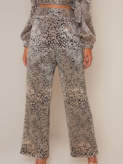 Chi Chi London Brown Printed Wide Leg Trousers - Image 3 of 5
