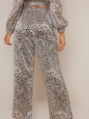 Chi Chi London Brown Printed Wide Leg Trousers - Image 4 of 5